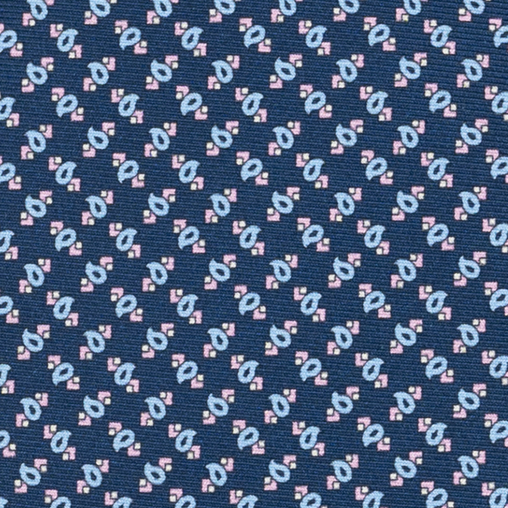 Cravatta 3 pieghe in Seta, Micro Fantasia, Azzurro Rosa - JA055944-3
