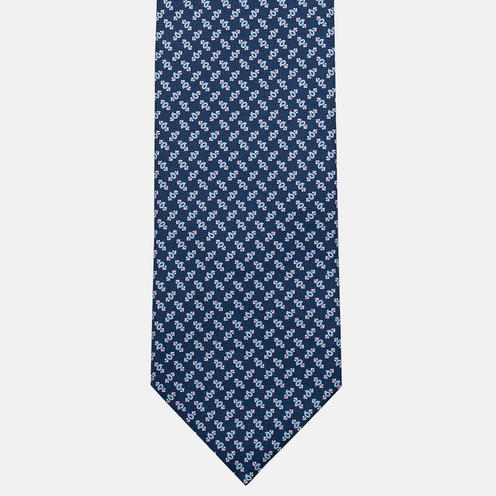 Cravatta 3 pieghe in Seta, Micro Fantasia, Azzurro Rosa - JA055944-3