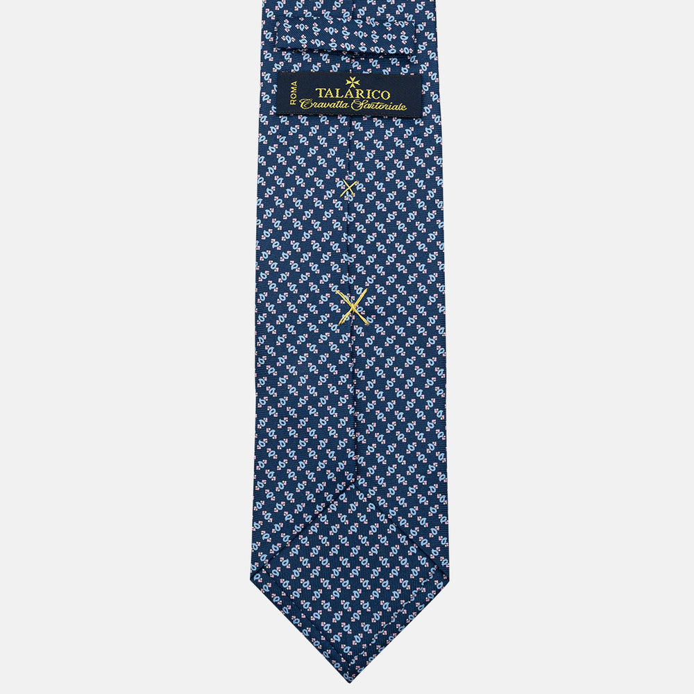 Cravatta 3 pieghe in Seta, Micro Fantasia, Azzurro Rosa - JA055944-3