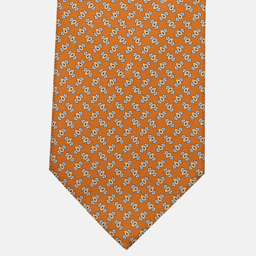 Cravatta 3 pieghe in Seta, Micro Fantasia, Arancione - JA055944-4