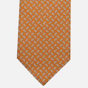 Cravatta 3 pieghe in Seta, Micro Fantasia, Arancione - JA055944-4