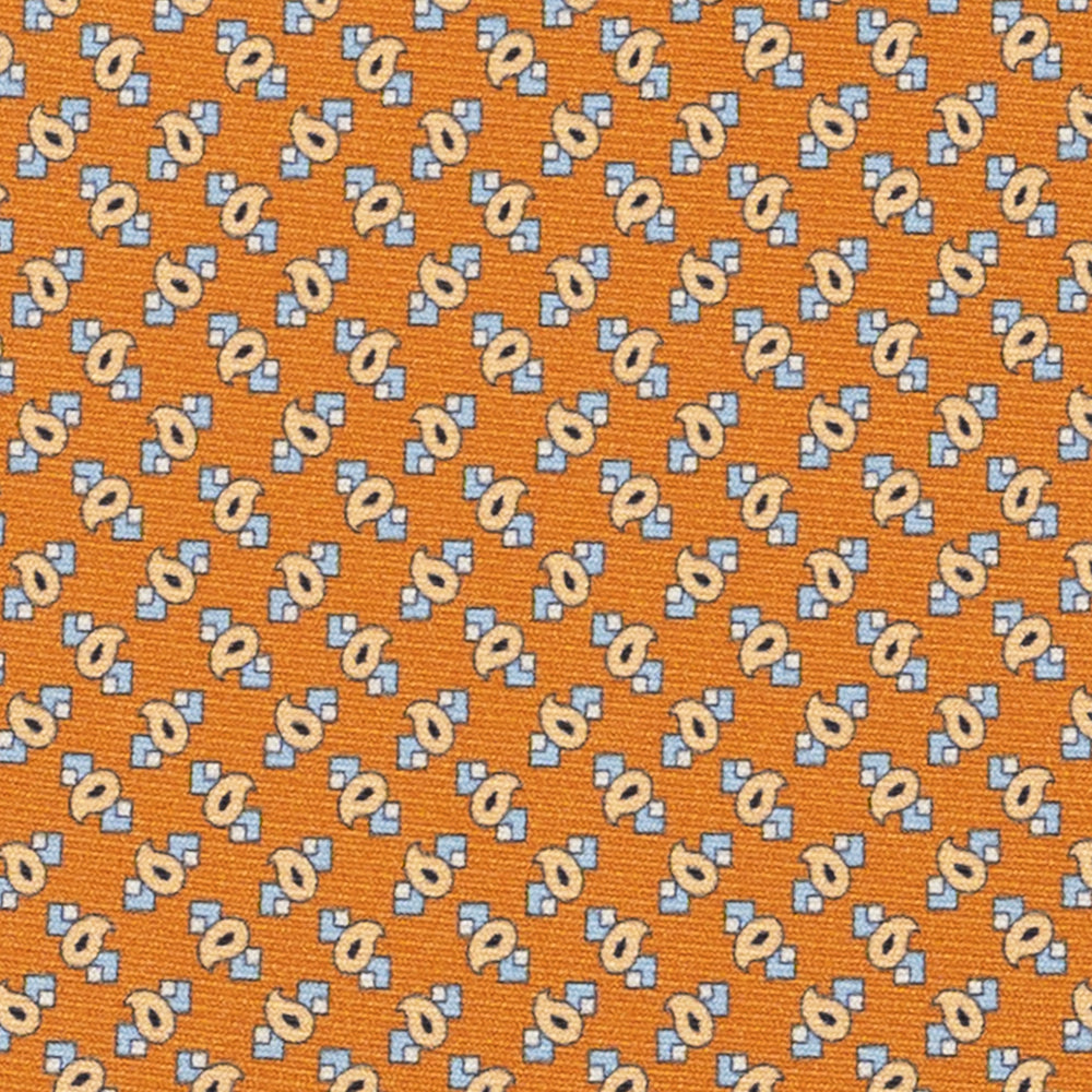 Cravatta 3 pieghe in Seta, Micro Fantasia, Arancione - JA055944-4