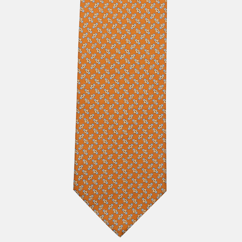 Cravatta 3 pieghe in Seta, Micro Fantasia, Arancione - JA055944-4