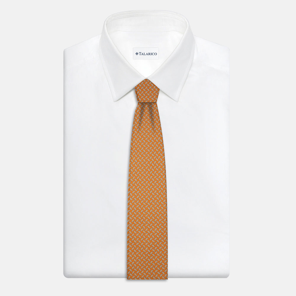 Cravatta 3 pieghe in Seta, Micro Fantasia, Arancione - JA055944-4