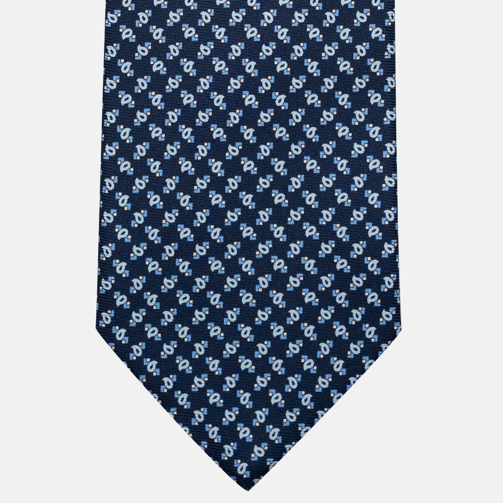 3-Fold Silk Tie, Micro Pattern, Light Blue - JA055944-5
