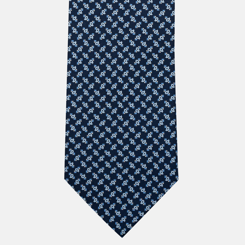 Cravatta 5 pieghe in seta Micro Fantasia Blu Celeste - JA055944-5