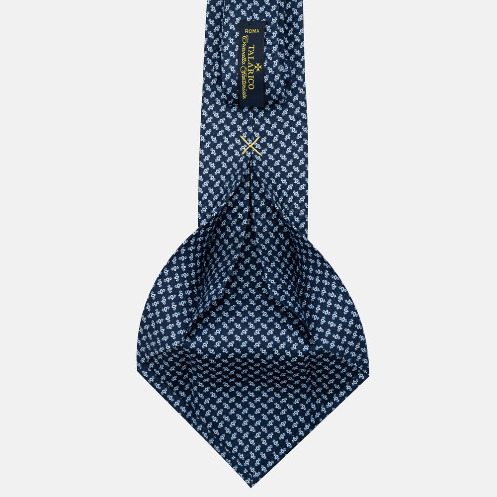 Cravatta 5 pieghe in seta Micro Fantasia Blu Celeste - JA055944-5