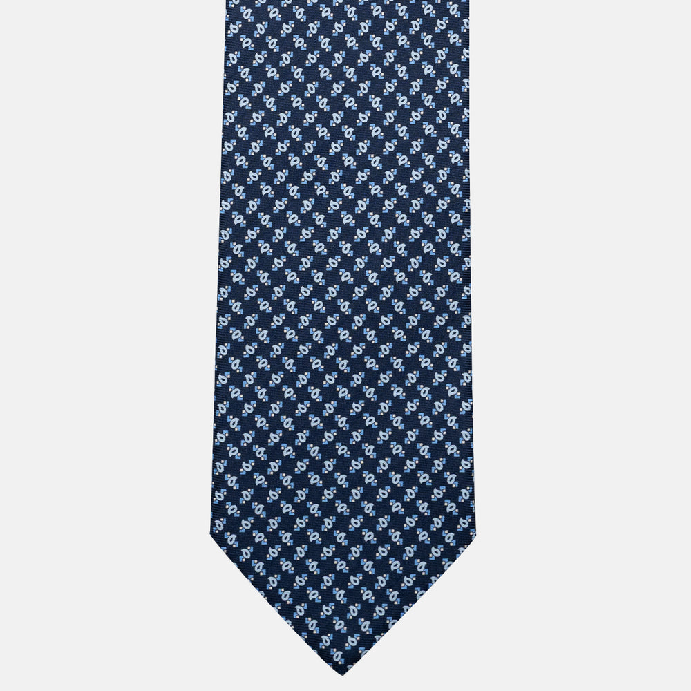 Cravatta 3 pieghe in Seta, Micro Fantasia, Blu Celeste - JA055944-5