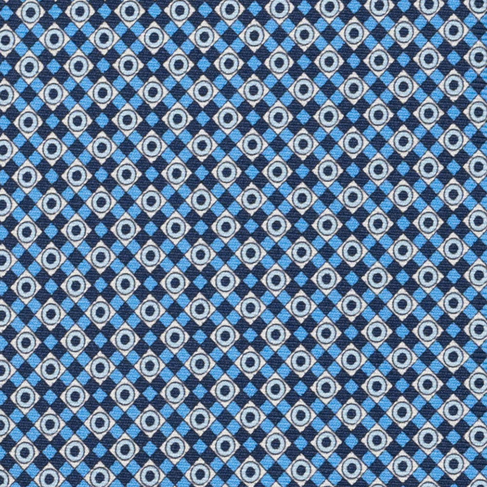 Cravatta 3 pieghe in Seta, Fantasia Geometrica, Blu Celeste - JA055945-1