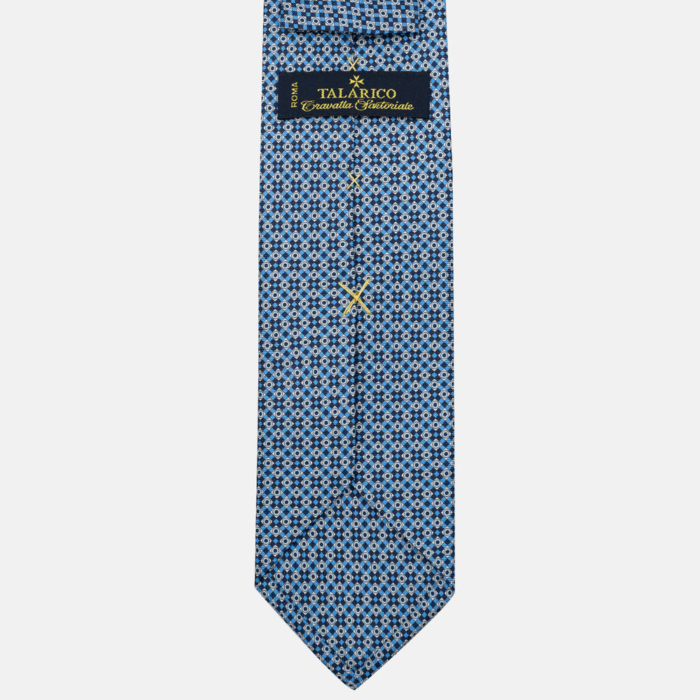 Cravatta 3 pieghe in Seta, Fantasia Geometrica, Blu Celeste - JA055945-1