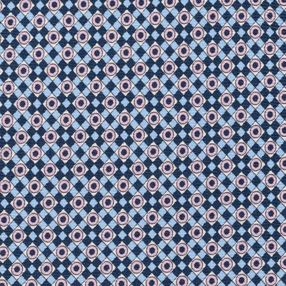 Cravatta 3 pieghe in Seta, Fantasia Geometrica, Blu Rosa - JA055945-3