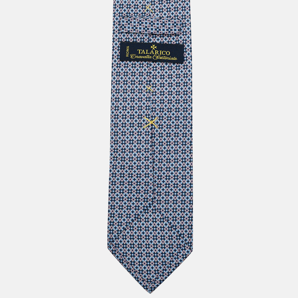 Cravatta 3 pieghe in Seta, Fantasia Geometrica, Blu Rosa - JA055945-3