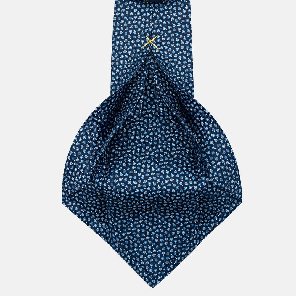 Cravatta 7 pieghe in seta Micro Fantasia Blu Celeste - JA055946-1