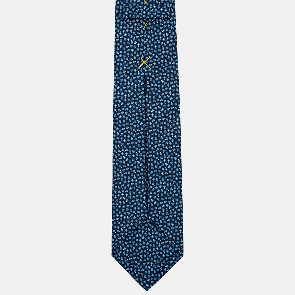 Cravatta 7 pieghe in seta Micro Fantasia Blu Celeste - JA055946-1