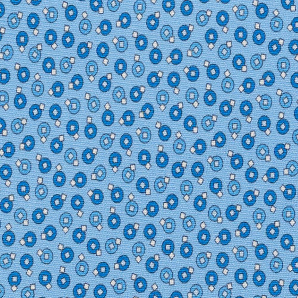 Cravatta 3 pieghe in Seta, Fantasia Geometrica, Celeste - JA055946-4