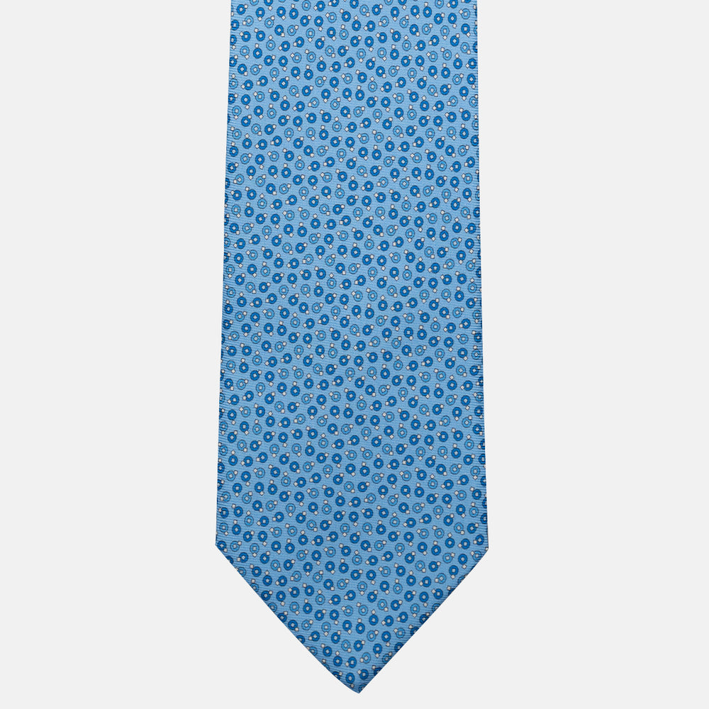 Cravatta 3 pieghe in Seta, Fantasia Geometrica, Celeste - JA055946-4