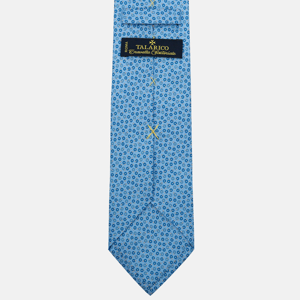 Cravatta 3 pieghe in Seta, Fantasia Geometrica, Celeste - JA055946-4