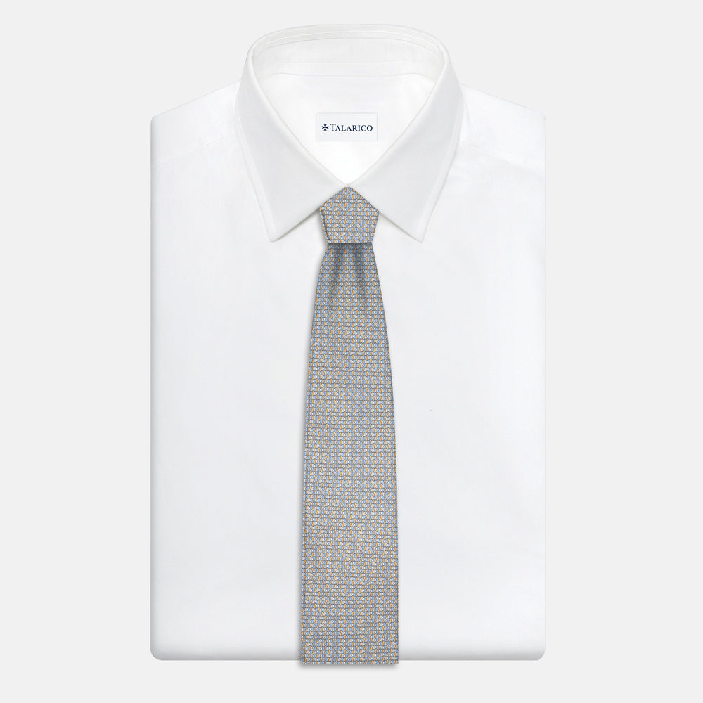 3-Fold Silk Tie, Geometric Pattern, Yellow - JA056123-5