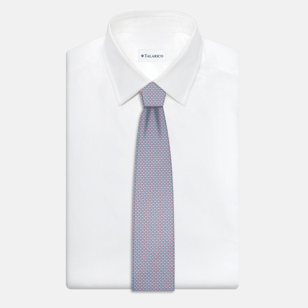 3-Fold Silk Tie, Geometric Pattern, Pink - JA056123-6