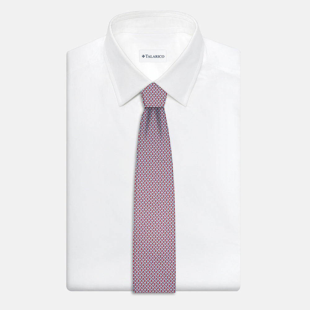 3-Fold Silk Tie, Geometric Pattern, Red - JA056123-8