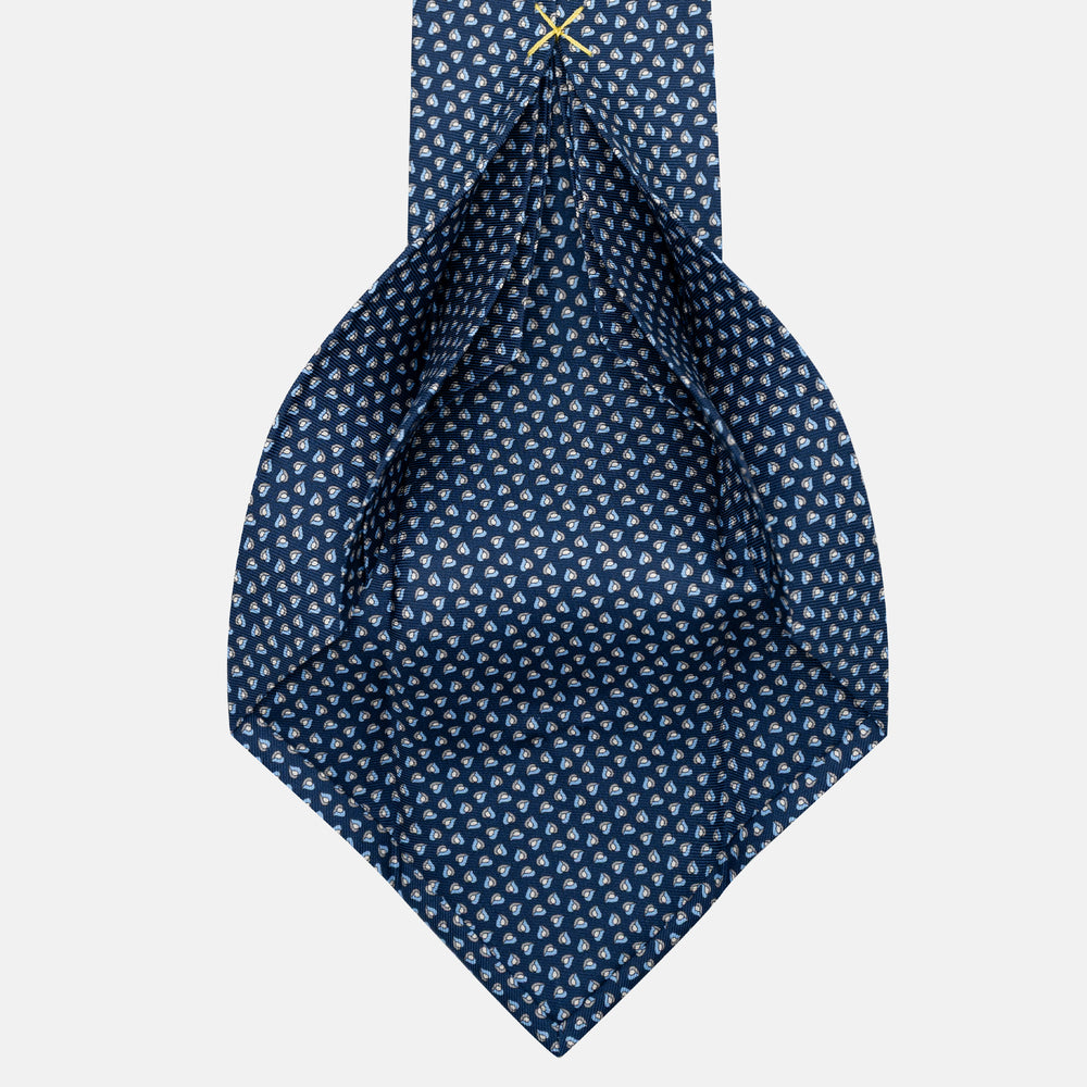7-Fold Silk Tie in Micro Pattern Blue and Grey - JA056125-2
