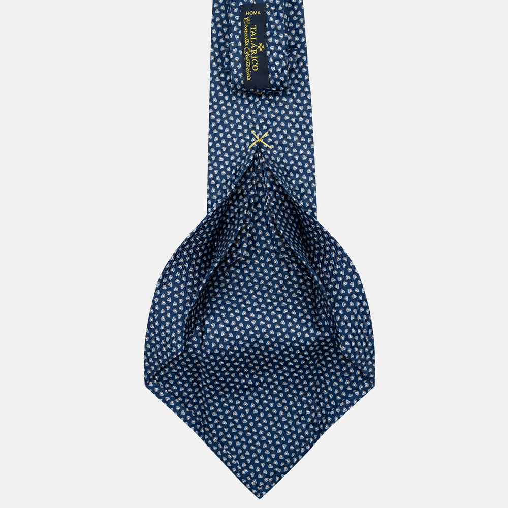 7-Fold Silk Tie in Micro Pattern Blue and Grey - JA056125-2