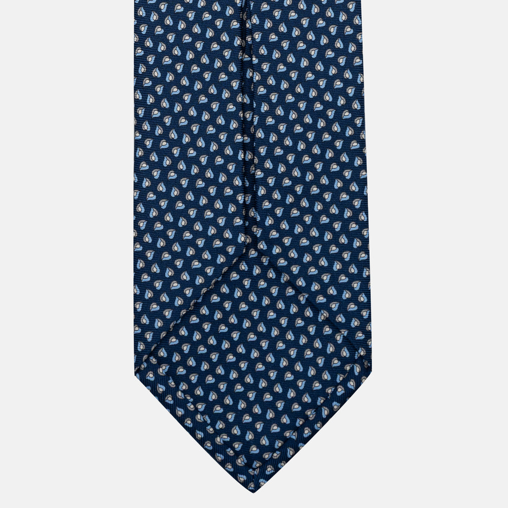 7-Fold Silk Tie in Micro Pattern Blue and Grey - JA056125-2