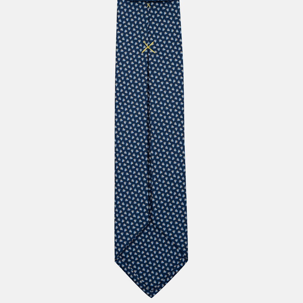 7-Fold Silk Tie in Micro Pattern Blue and Grey - JA056125-2