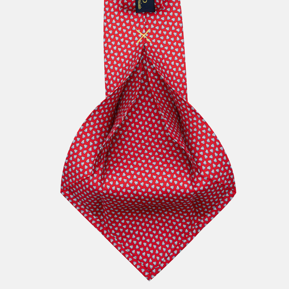 Cravatta 5 pieghe in seta Micro Fantasia Rosso - JA056125-4