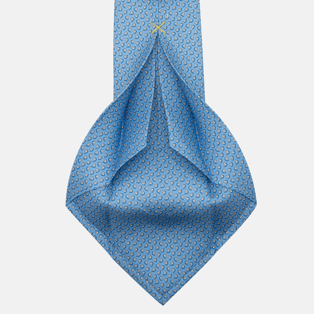 Cravatta 5 pieghe in seta Micro Fantasia Celeste - JA056125-7