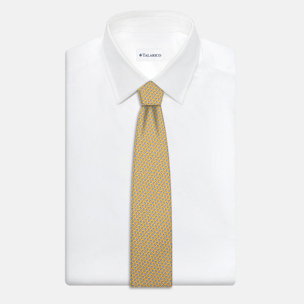 3-Fold Silk Tie, Micro Pattern, Yellow - JA056125-8