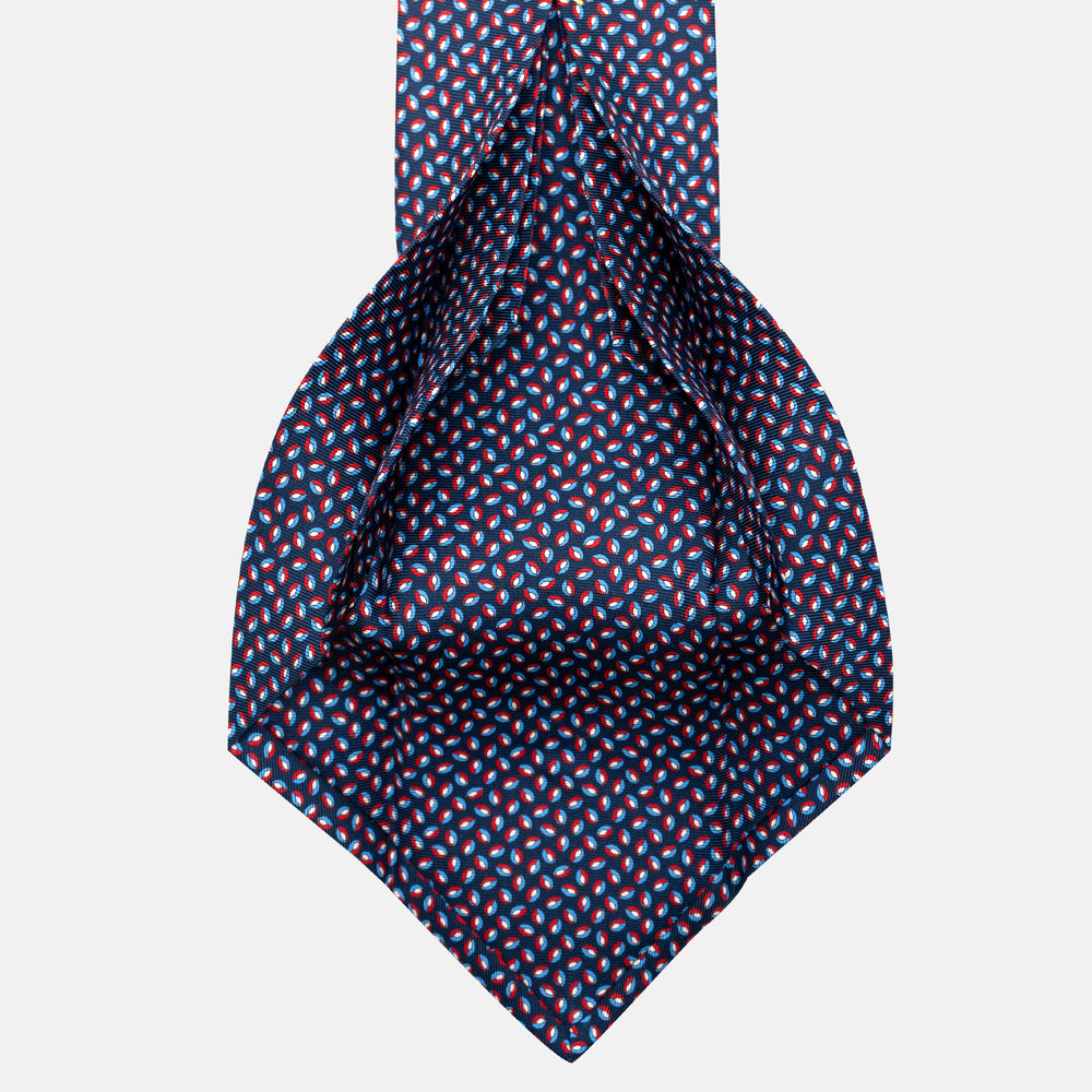 7-Fold Silk Tie in Micro Pattern Blue and Red - JA056126-2