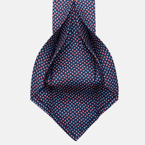 7-Fold Silk Tie in Micro Pattern Blue and Red - JA056126-2
