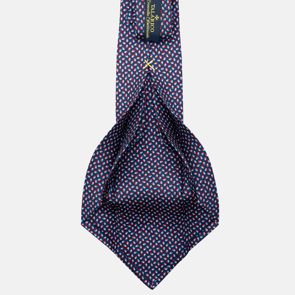7-Fold Silk Tie in Micro Pattern Blue and Red - JA056126-2