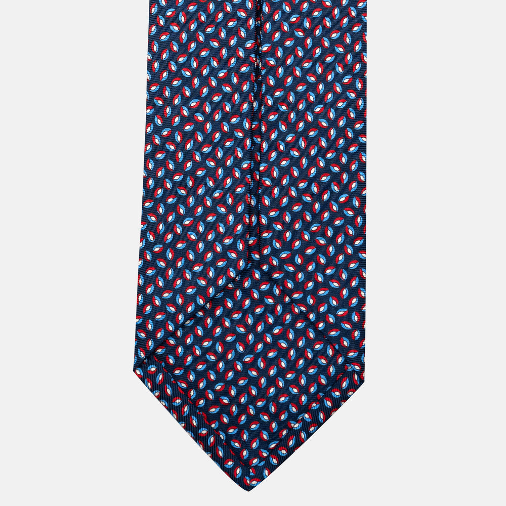 7-Fold Silk Tie in Micro Pattern Blue and Red - JA056126-2