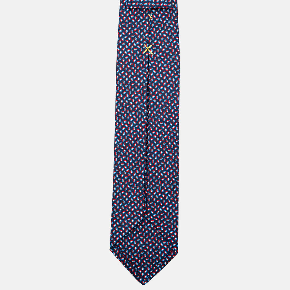 7-Fold Silk Tie in Micro Pattern Blue and Red - JA056126-2
