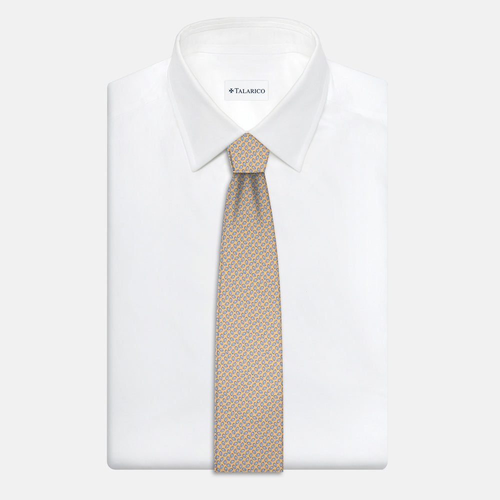 Cravatta 3 pieghe in Seta, Micro Fantasia, Giallo - JA056126-5