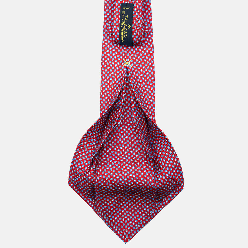 7-Fold Silk Tie in Micro Pattern, Red and Light Blue - JA056126-7