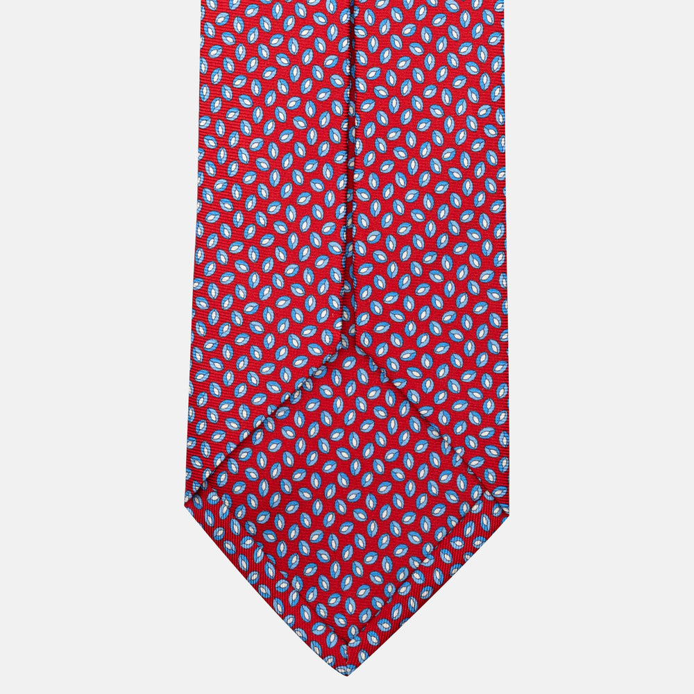 7-Fold Silk Tie in Micro Pattern, Red and Light Blue - JA056126-7