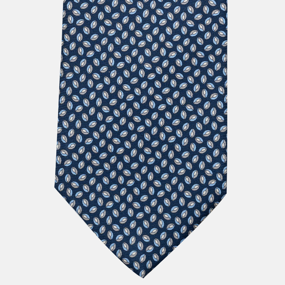 Cravatta 3 pieghe in Seta, Micro Fantasia, Blu Grigio - JA056126-9