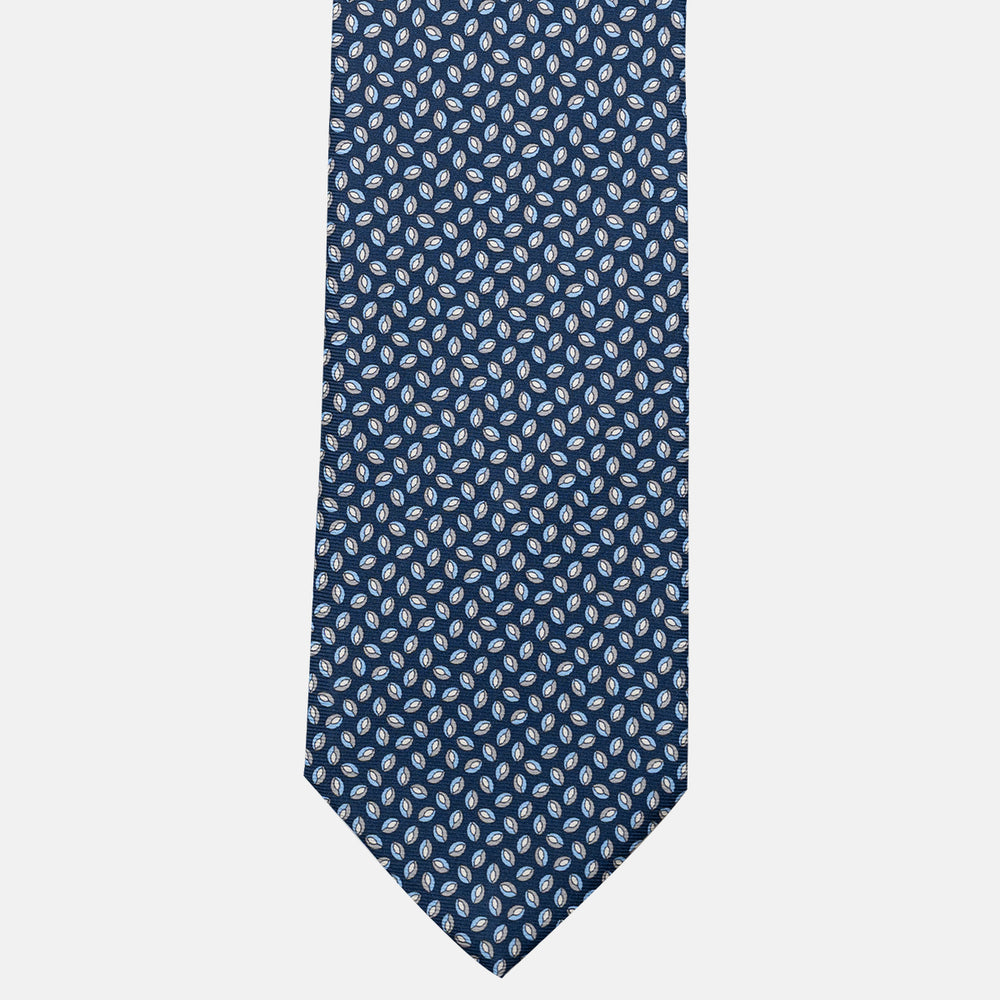 Cravatta 3 pieghe in Seta, Micro Fantasia, Blu Grigio - JA056126-9