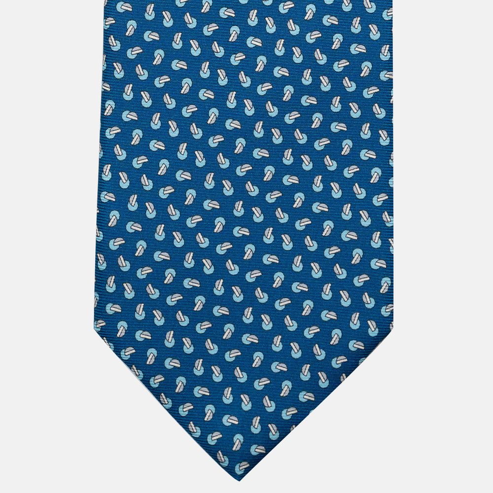 Cravatta 3 pieghe in Seta, Micro Fantasia, Azzurro Grigio - JA056129-13