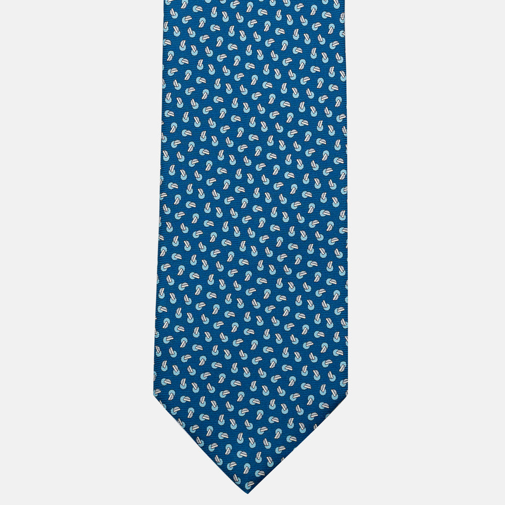 Cravatta 3 pieghe in Seta, Micro Fantasia, Azzurro Grigio - JA056129-13