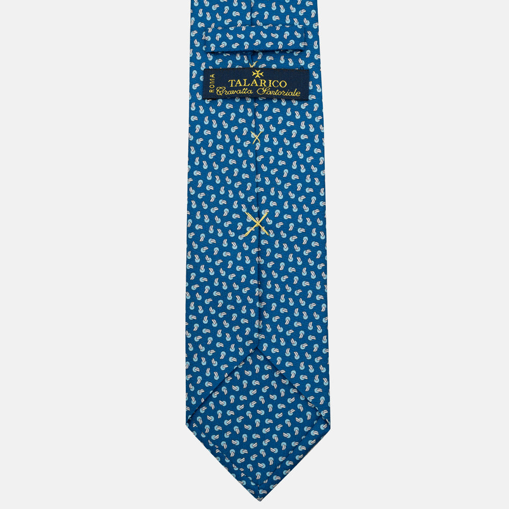 Cravatta 3 pieghe in Seta, Micro Fantasia, Azzurro Grigio - JA056129-13