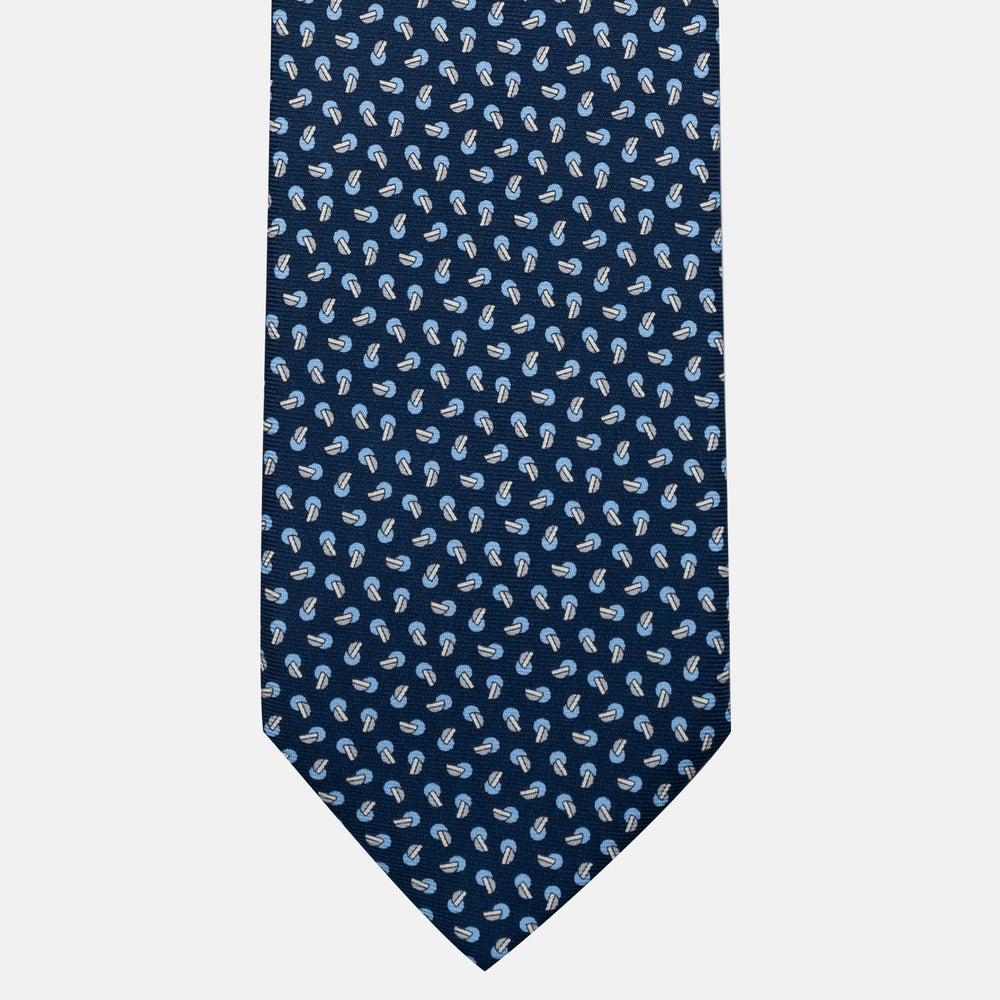 Cravatta 5 pieghe in seta Micro Fantasia Blu Celeste - JA056129-15