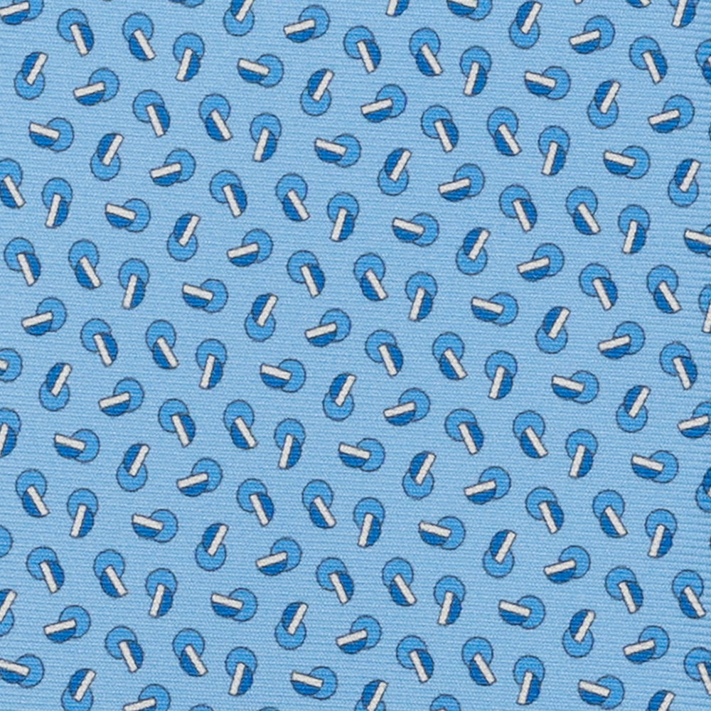 Cravatta 3 pieghe in Seta, Micro Fantasia, Celeste - JA056129-17