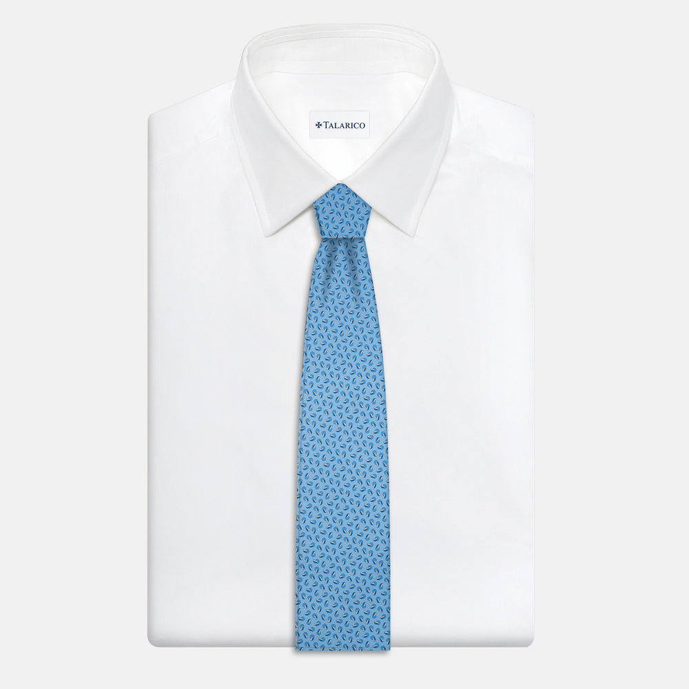 3-Fold Silk Tie, Micro Pattern, Light Blue - JA056129-17