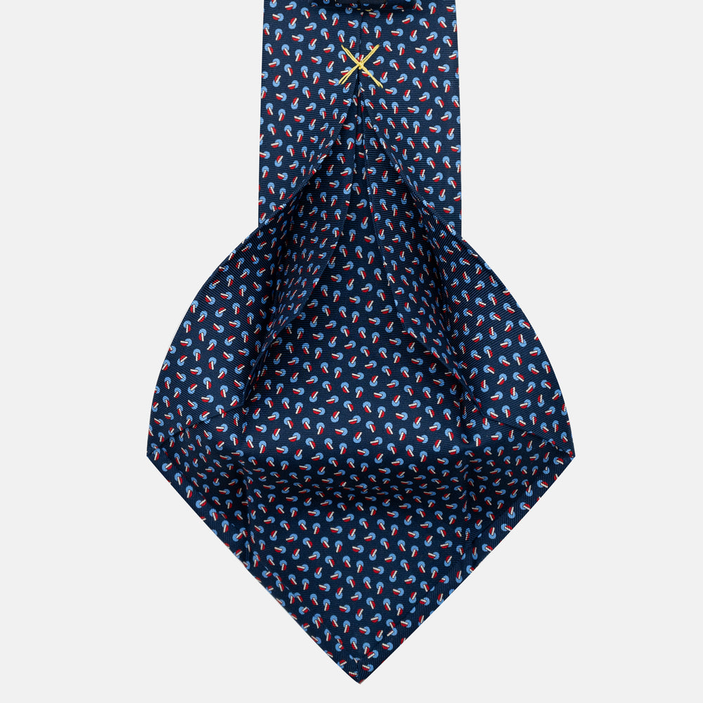 Cravatta 5 pieghe in seta Micro Fantasia Blu Rosso - JA056129-1