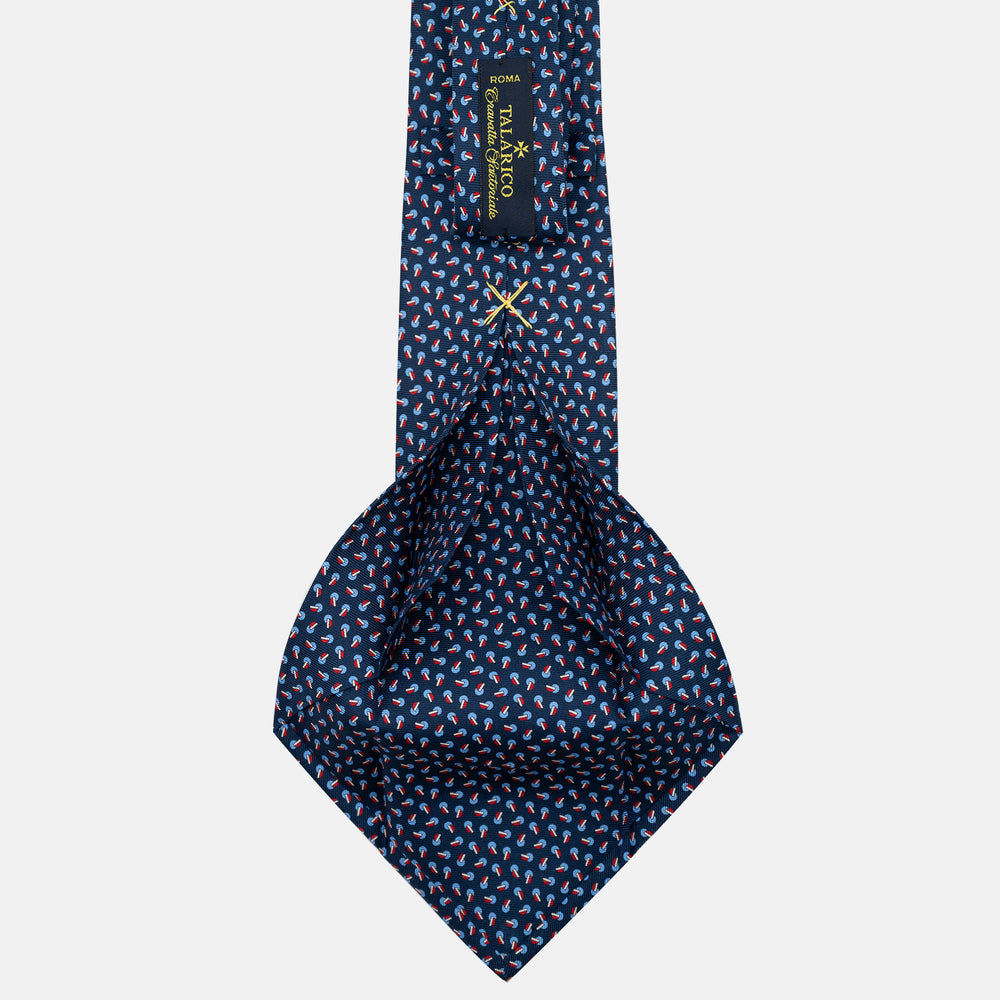 Cravatta 5 pieghe in seta Micro Fantasia Blu Rosso - JA056129-1