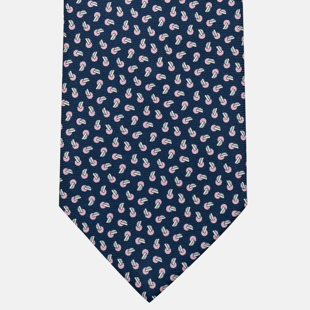 Cravatta 3 pieghe in Seta, Micro Fantasia, Blu Rosa - JA056129-2